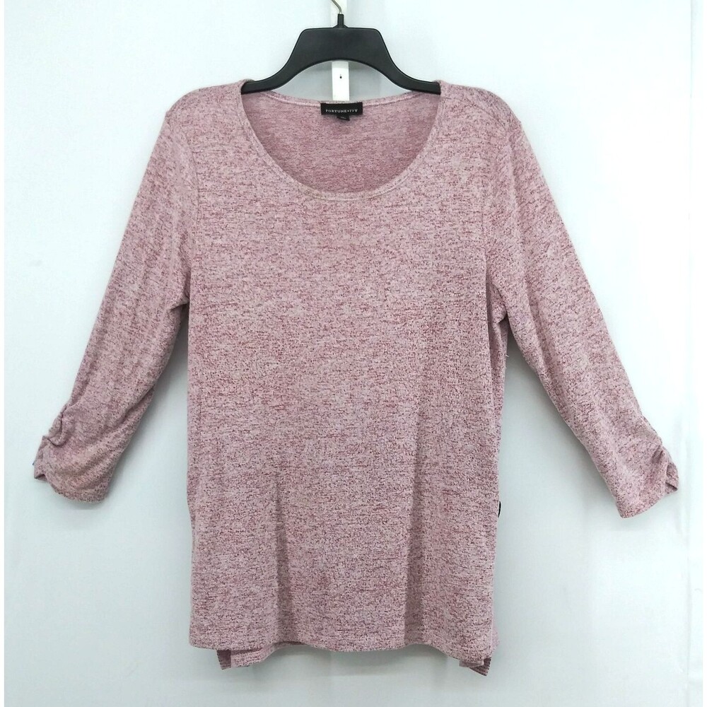 Fortune & Ivy Shirt Women Size M Mauve 3/4 Sleeve Elastic Side Cuff Casual Top